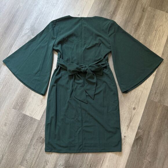 Lulu’s Glimpse Of Glamour Bell Sleeve Dress NEW Forrest Green - Picture 6 of 9